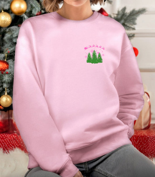 Pink Christams Trees Crewneck