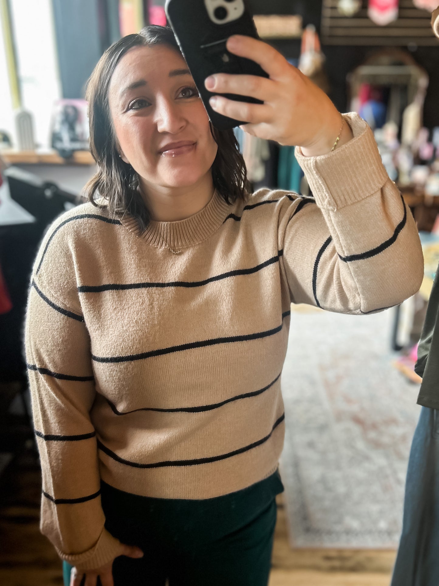 Loose Fit Stripe Crewneck Sweater