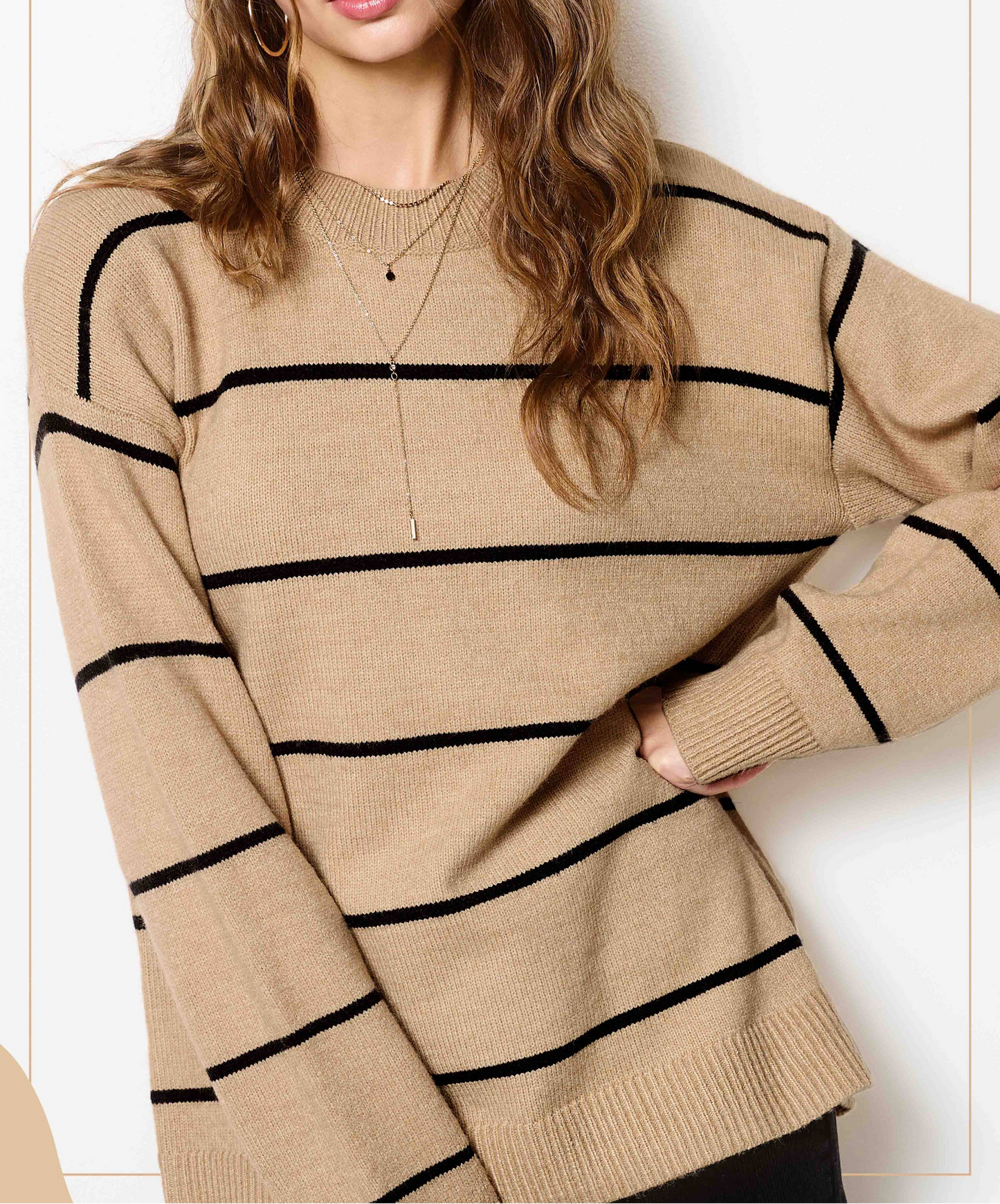 Loose Fit Stripe Crewneck Sweater