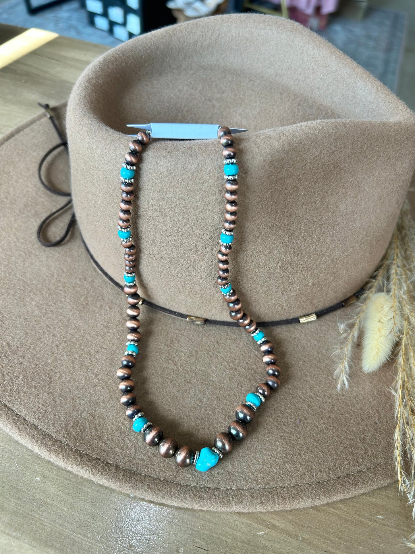 Western Turquoise Accent Beaded Necklace