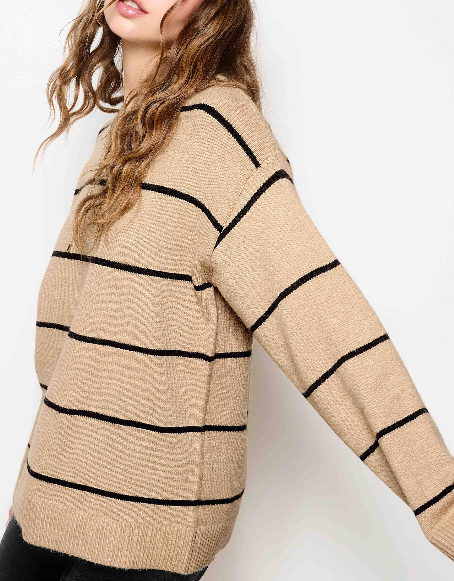 Loose Fit Stripe Crewneck Sweater