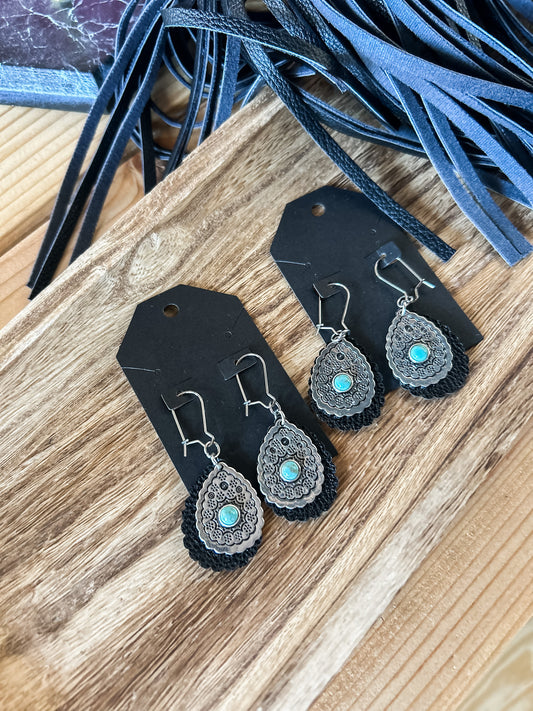Silver/Turquoise Tear Drop Earrings