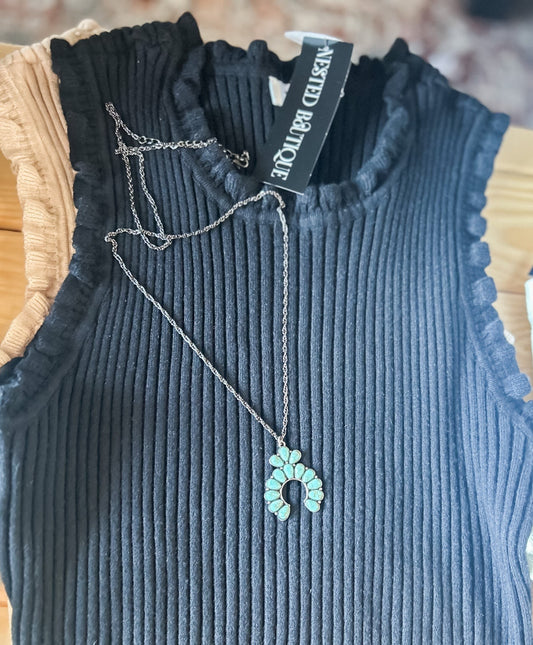 Sky Squash Turquoise Pendant