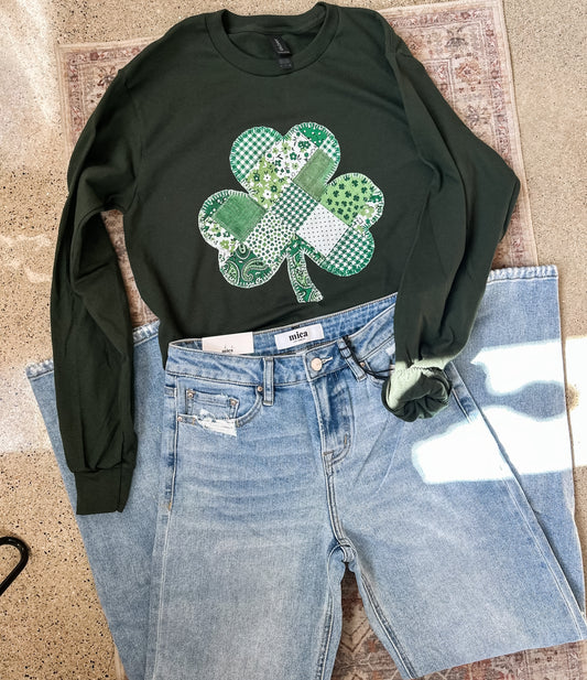 Quilt Patch Clover Long Sleeve Tee