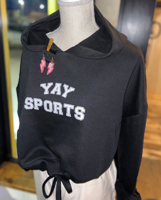 Oversized  Yay Sports Tried-Dri Cropped Hoodie