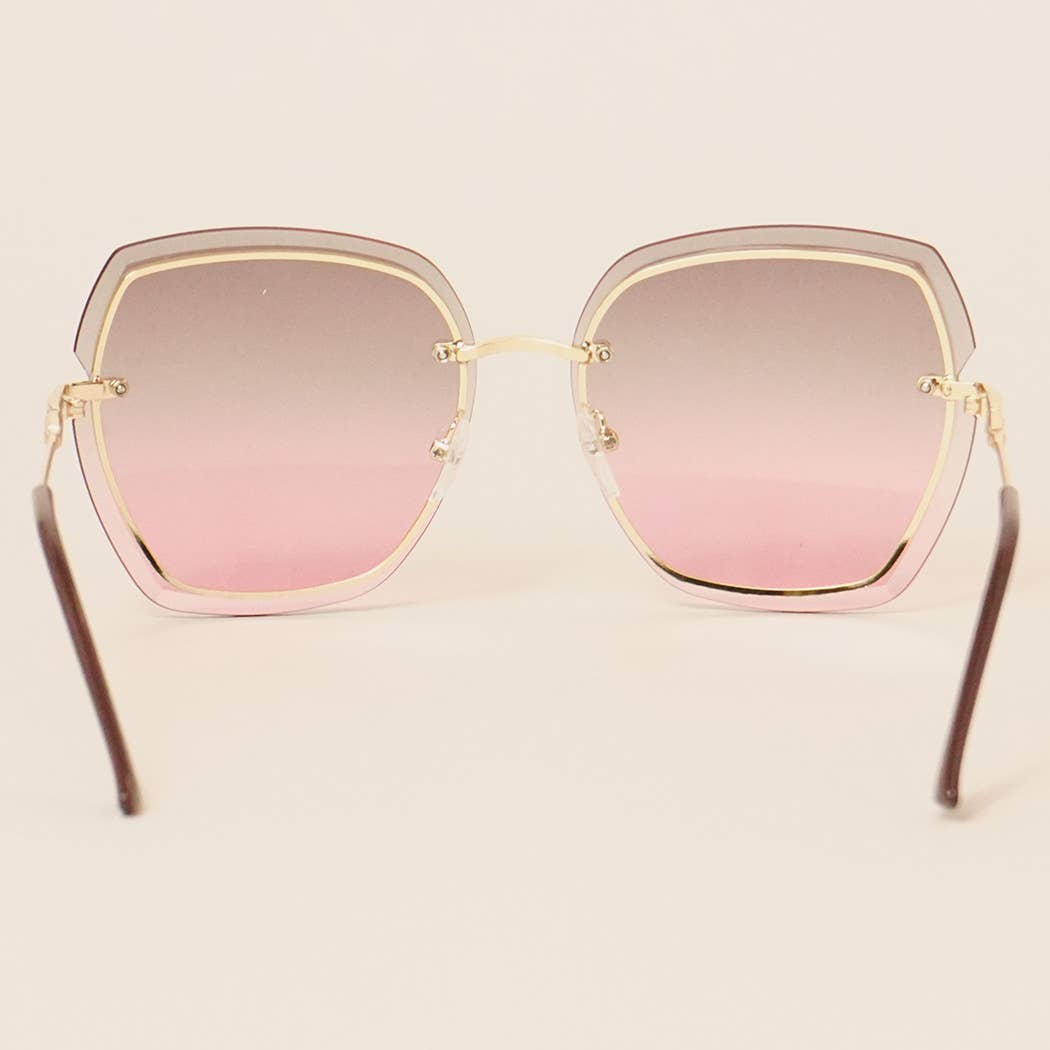 Eccentric Miter-cut Rimless Gradient Sunglasses