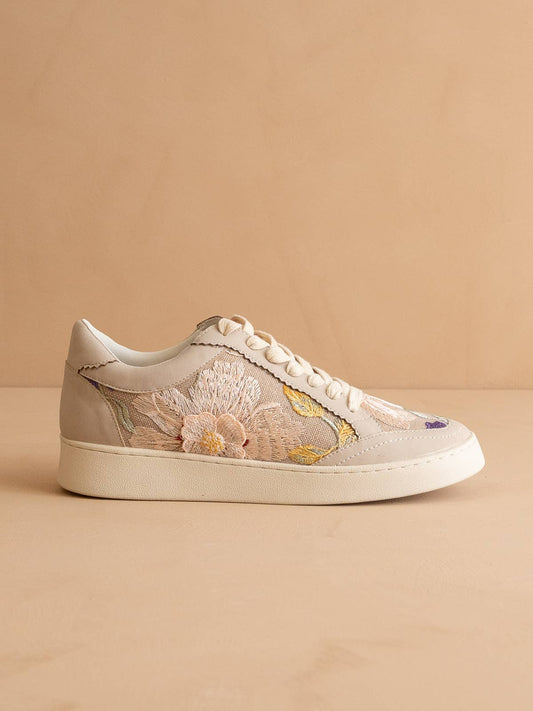 Light Grey Floral Applique Sneaker