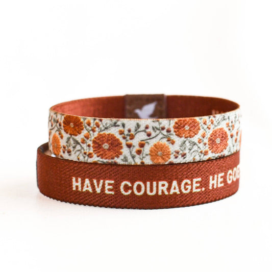 Pink Salt Riot - Have Courage Golden Floral Womens TruthBand