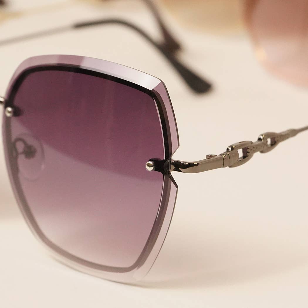 Eccentric Miter-cut Rimless Gradient Sunglasses