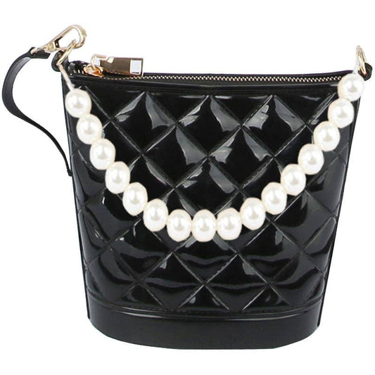 Handbag Factory Corp - Pearl Handle Crossbody Satchel Handbag