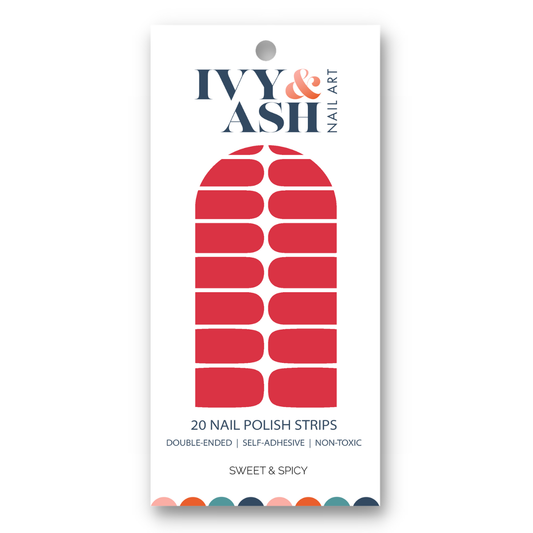 Ivy & Ash - Sweet & Spicy | Firey Red Solid Color Nail Polish Sticker