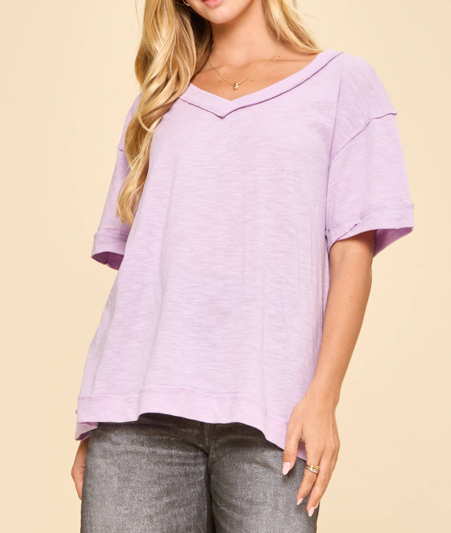 V-Neck Cotton Knit Top