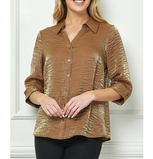 STARLIGHT SHIMMER JOHNNY COLLAR BLOUSE