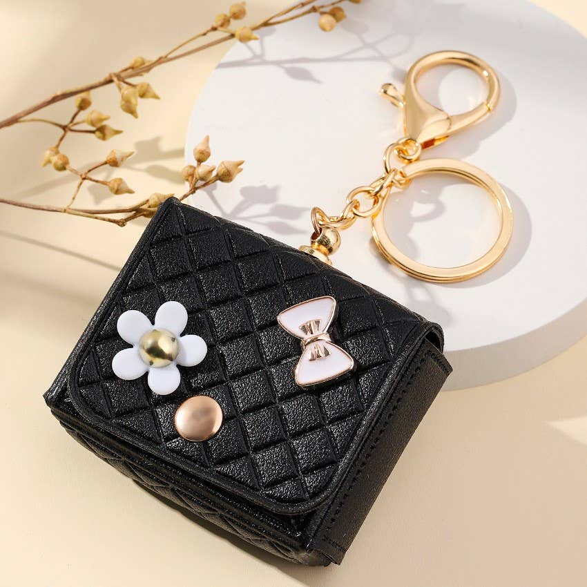 MINI DESIGNER BAG BOW FLOWER KEYCHAINS BAG CHARM