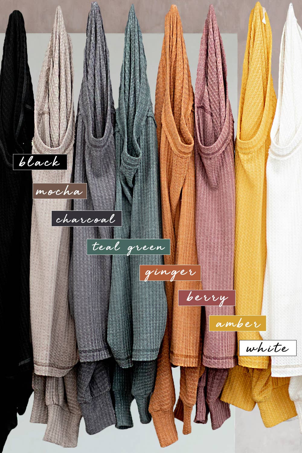 Waffle Fabric Loose Fit Long Sleeve Top