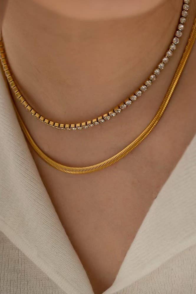 STAINLESS STEEL TARNISH FREE RHINESTONE NECKLACE |