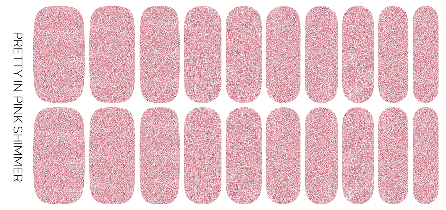 Ivy & Ash - Pretty in Pink Shimmer | Light Baby Pink Glitter Nail Wraps