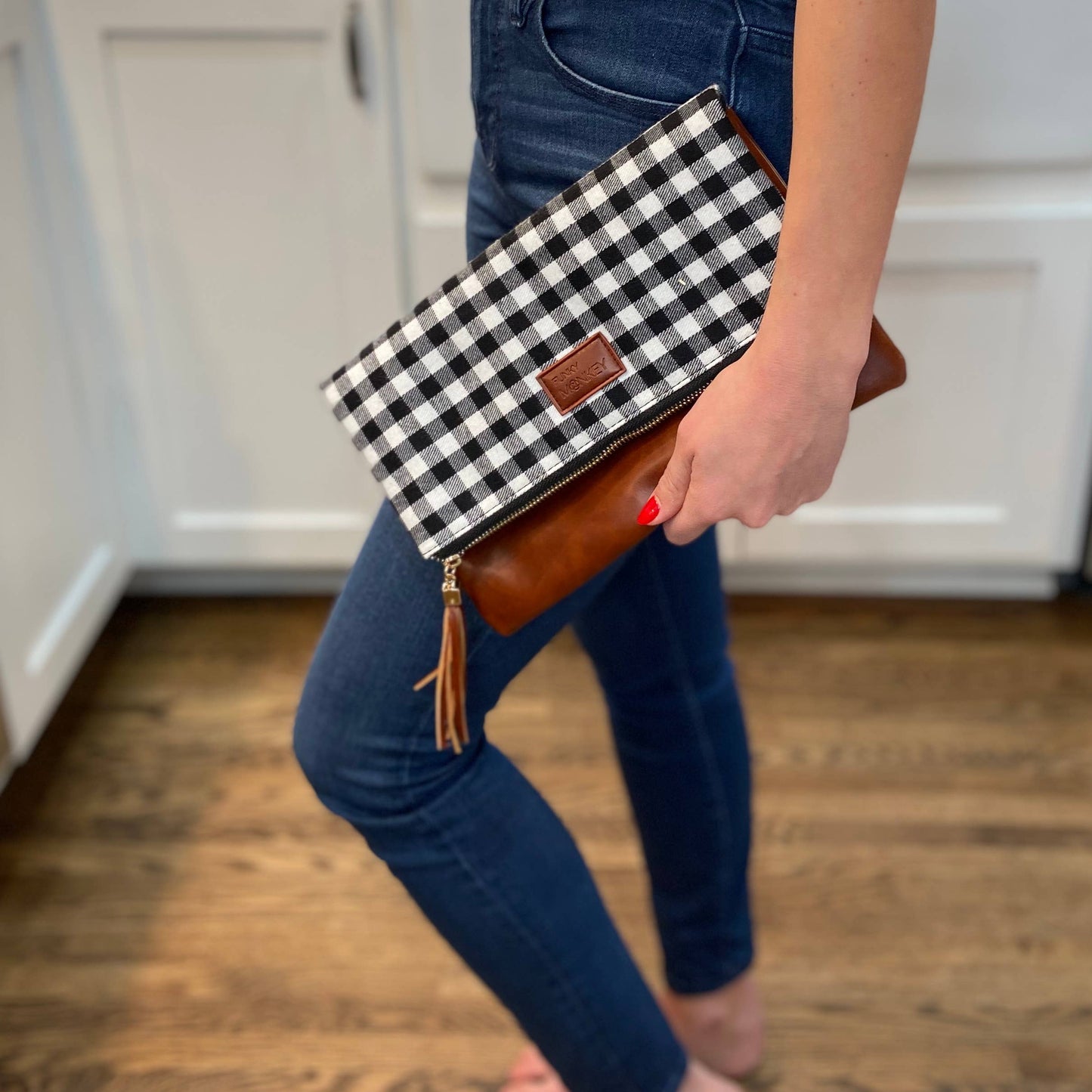 Fold Over Clutch-Buffalo, Brown Faux