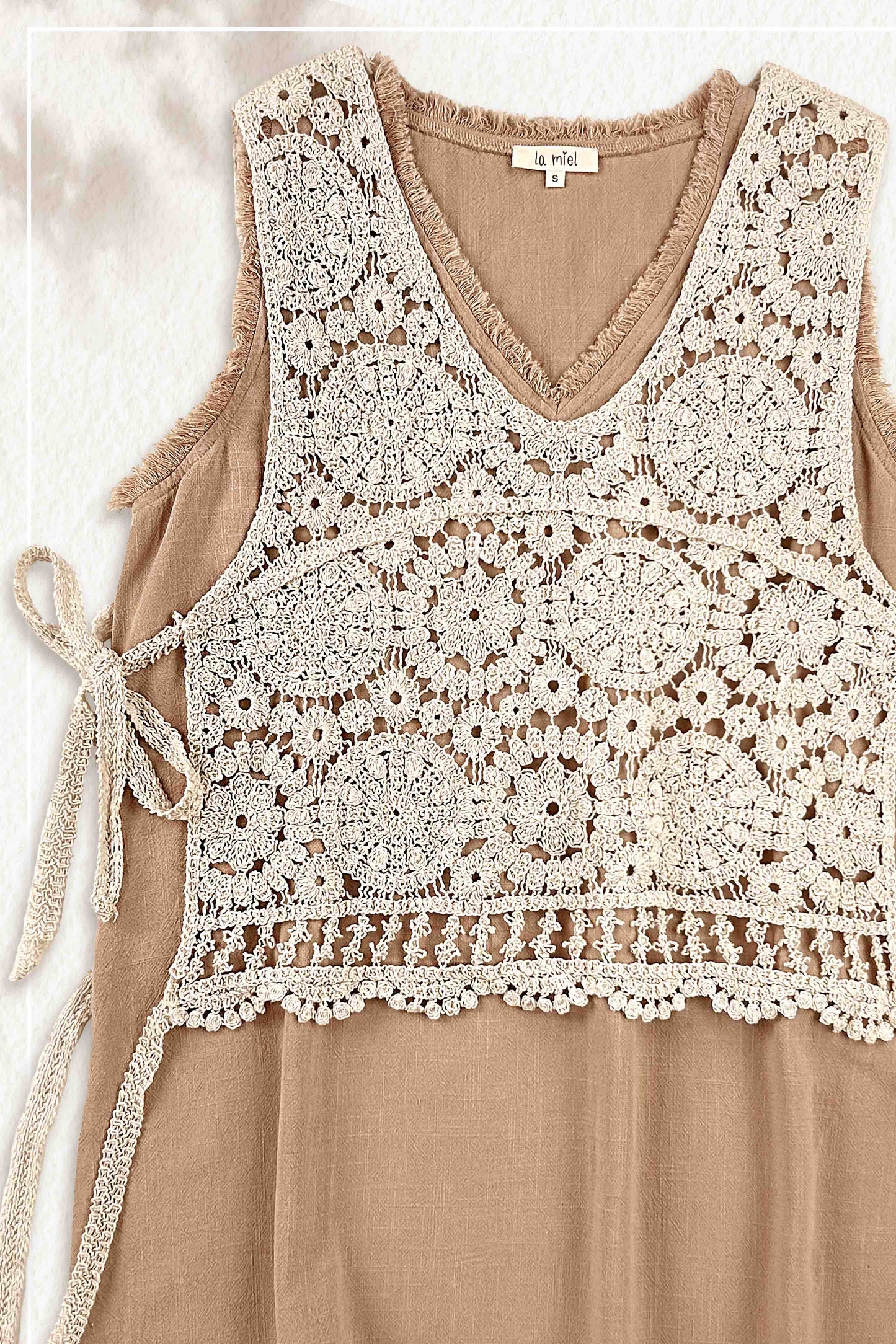 Self Side Tie Detail  Crochet Vest Top