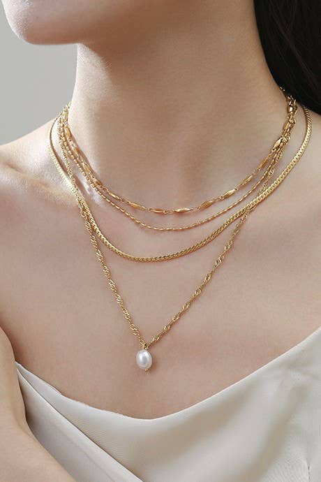 8K STAINLESS STEEL TARNISH FREE LAYERED NECKLACE