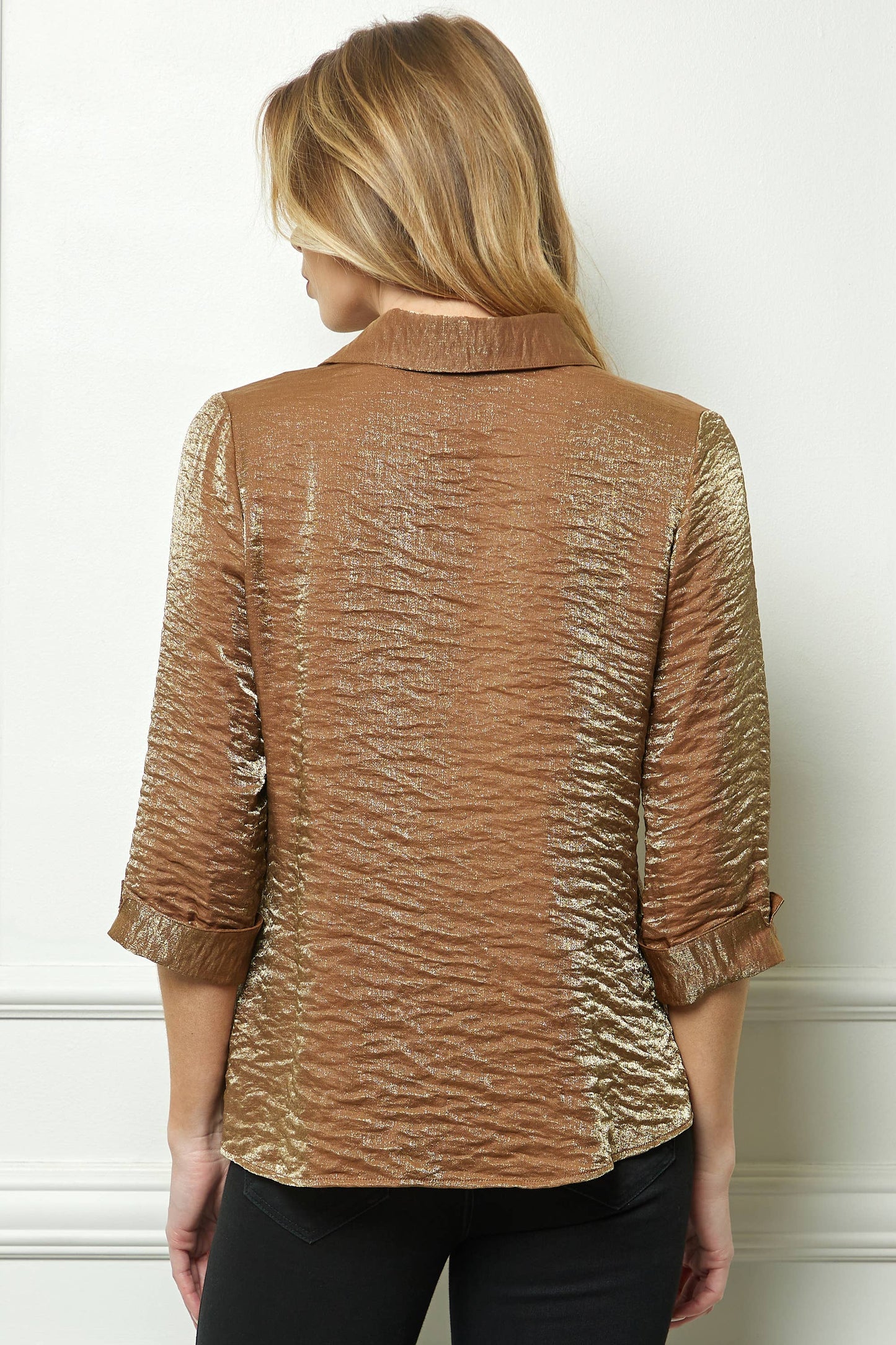 STARLIGHT SHIMMER JOHNNY COLLAR BLOUSE