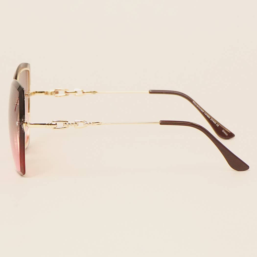 Eccentric Miter-cut Rimless Gradient Sunglasses