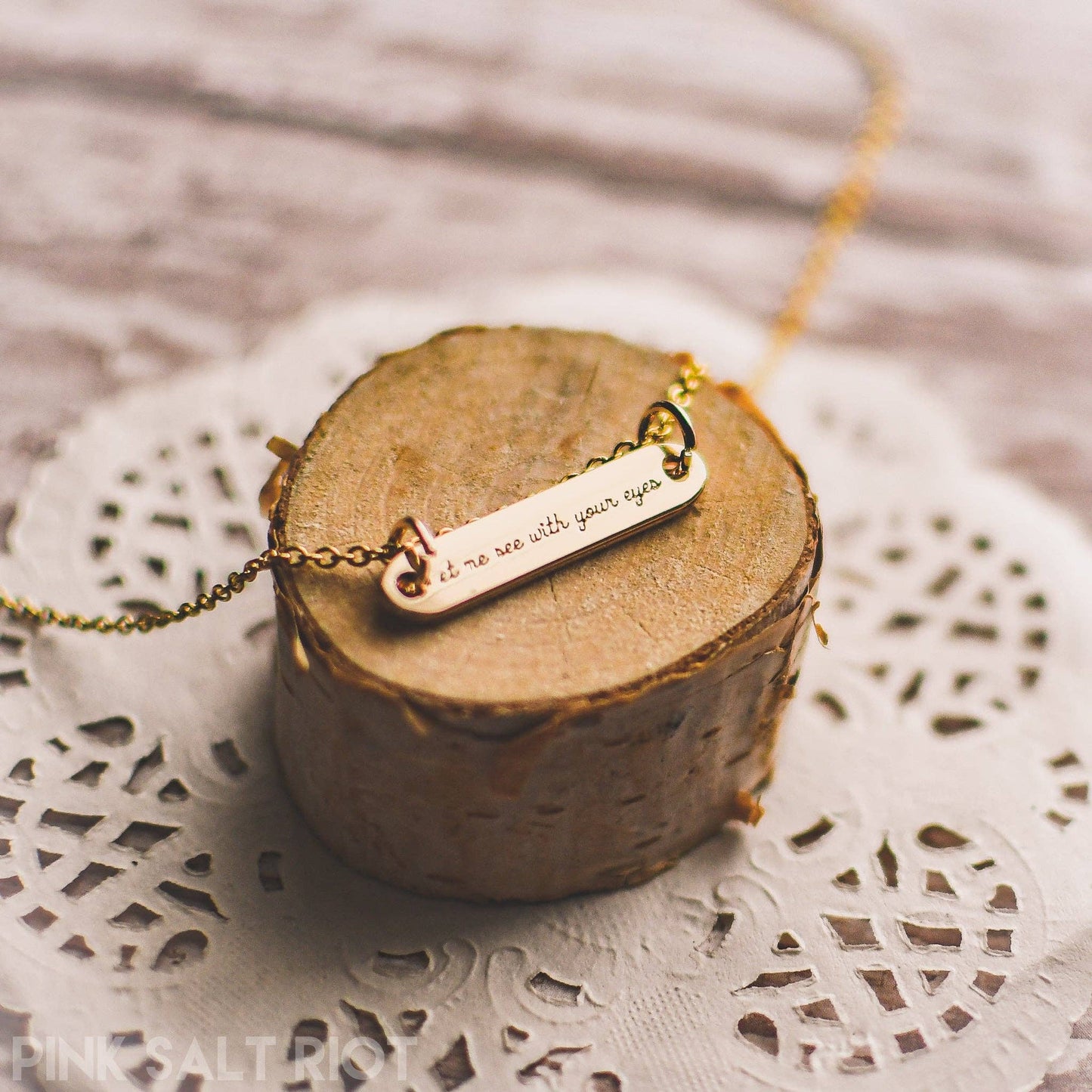 Pink Salt Riot - Love with God’s Heart Gold Bar Necklace