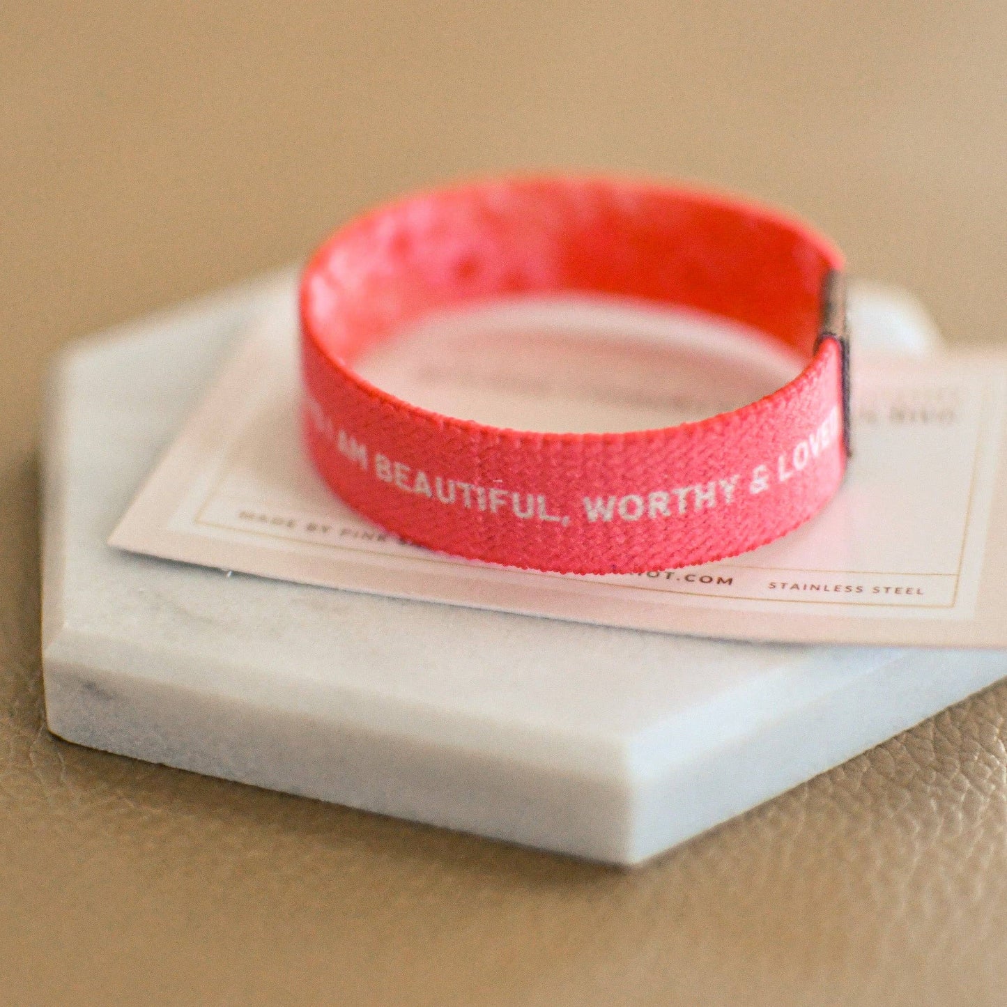 Pink Salt Riot - Beautiful Worthy & Loved Little Girl Pink Floral Wristband