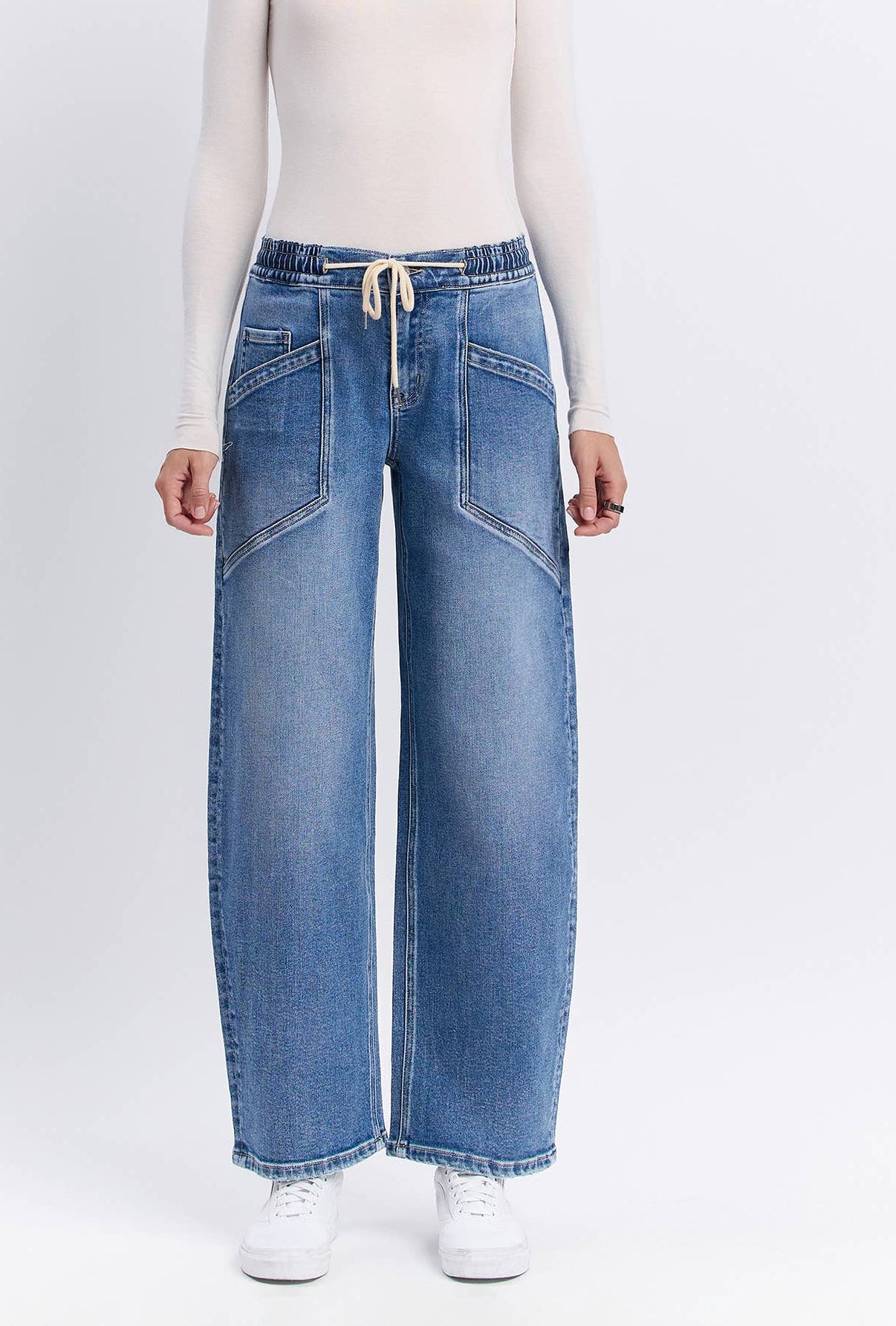 VERVET Elastic Waist Barrel JeanS