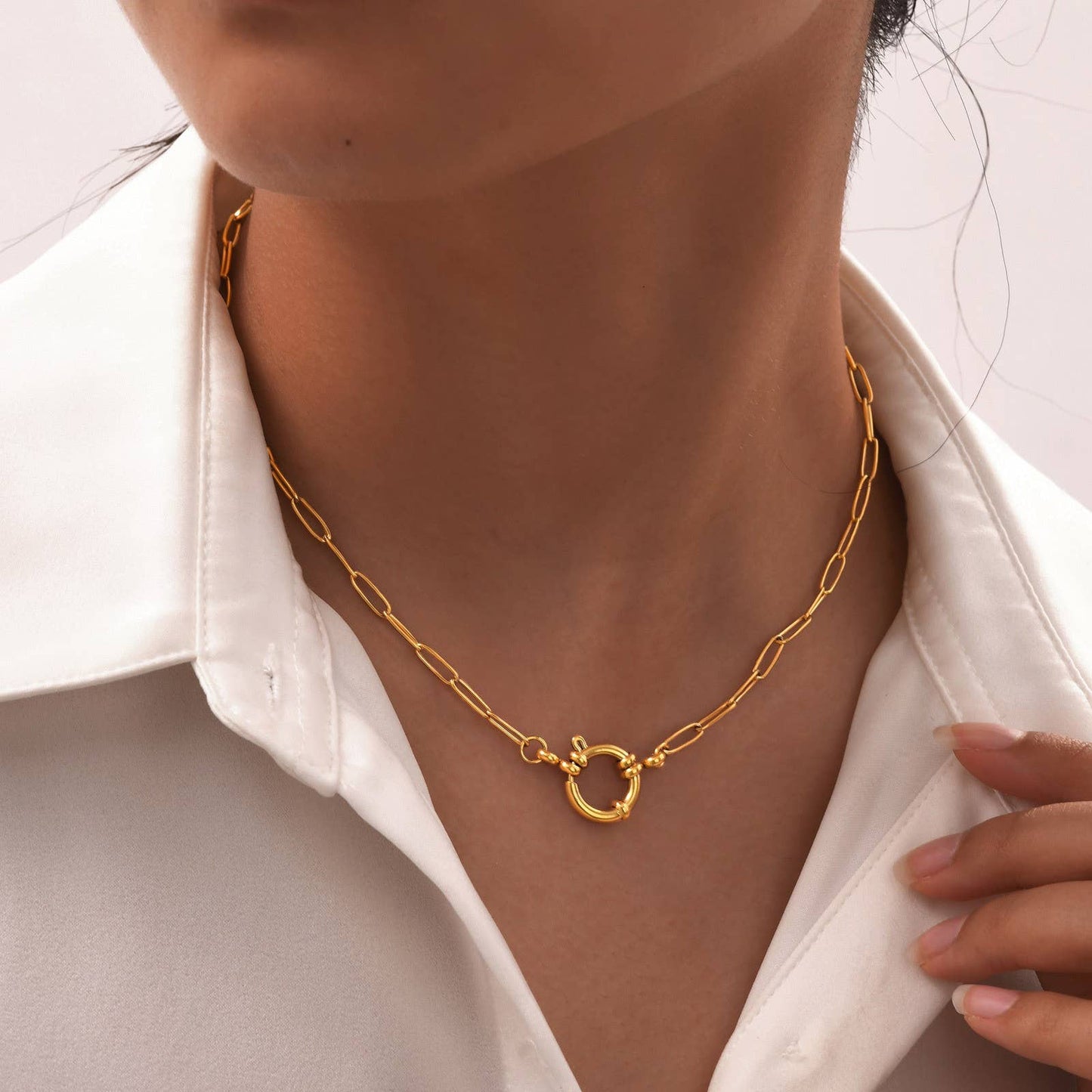 18K STAINLESS STEEL TARNISH FREE CIRCLE NECKLACE