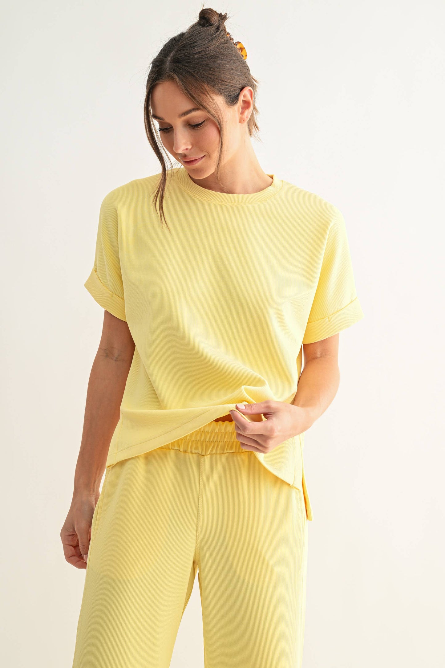 Luxe Sand Wash Rib Lounge Tee