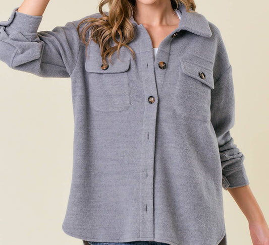 Fleece Knit Button-Down Shacket