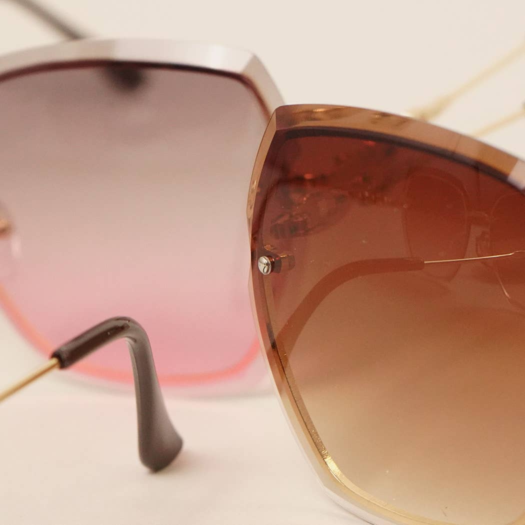 Eccentric Miter-cut Rimless Gradient Sunglasses