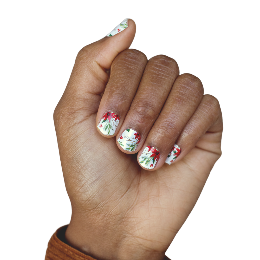 Ivy & Ash - Holly Jolly | Holly & Poinsettia Christmas Nail Polish Strip