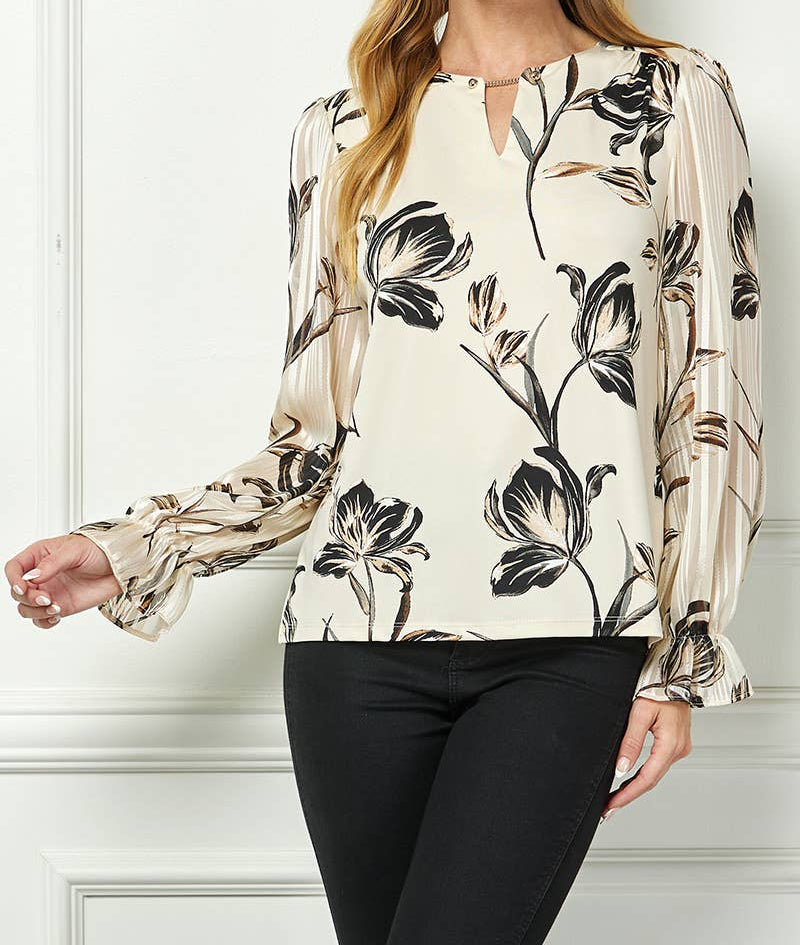 LONG SLEEVE VELORA PRINT BLOUSE