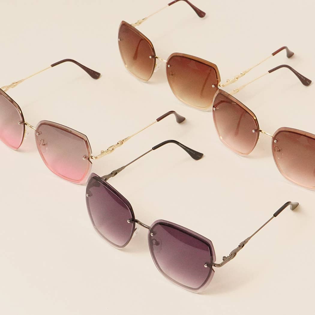 Eccentric Miter-cut Rimless Gradient Sunglasses