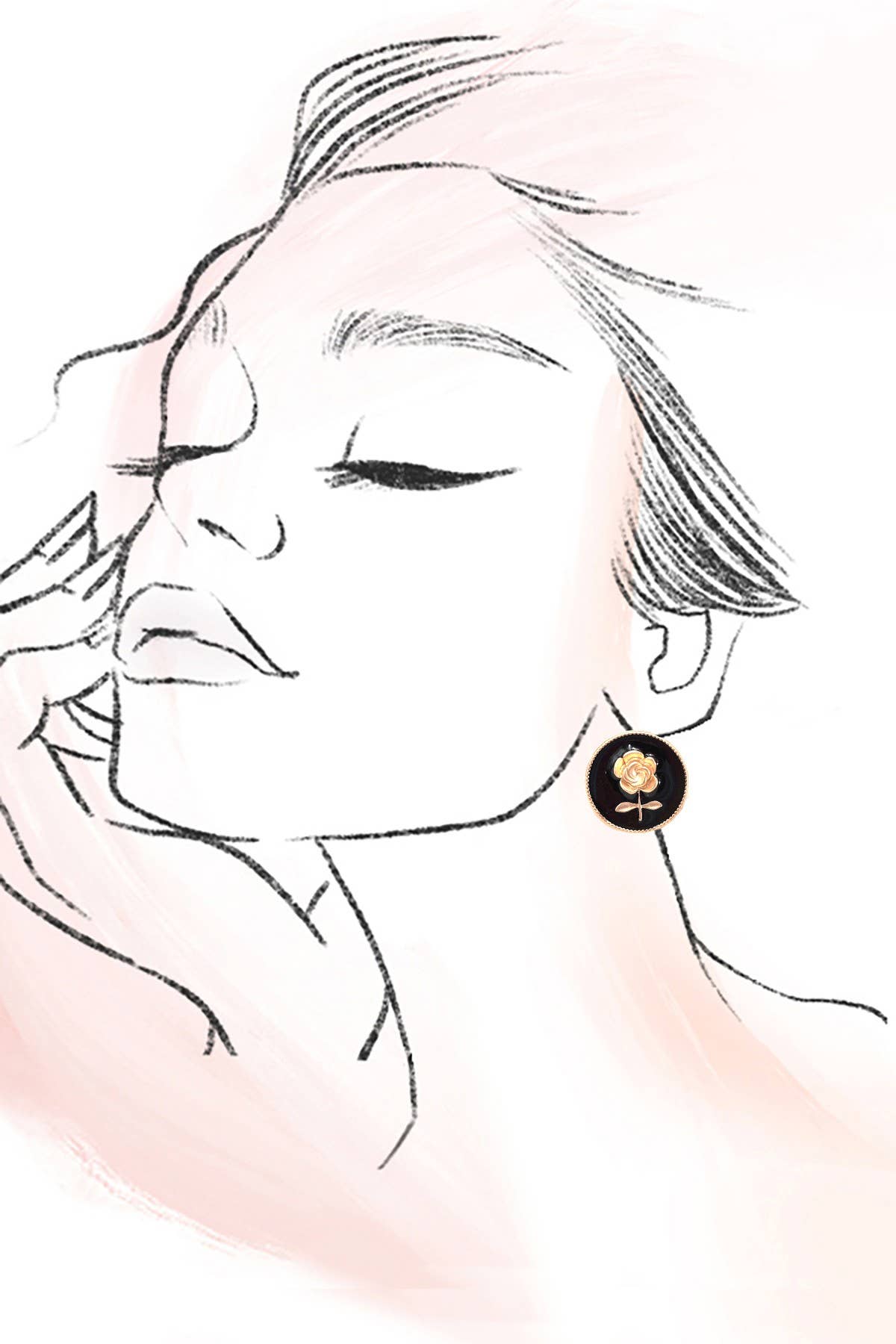 EPOXY GOLD ROSE FLOWER STUD EARRINGS