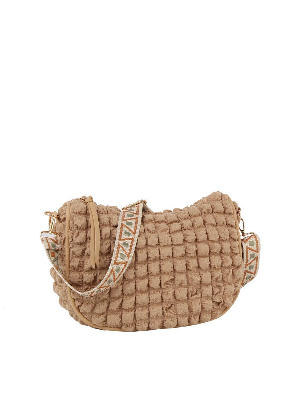 Quilted puffy guitar strap crossbody bag