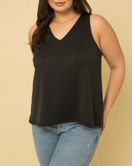 Sleeveless Ribbed V-neck Top