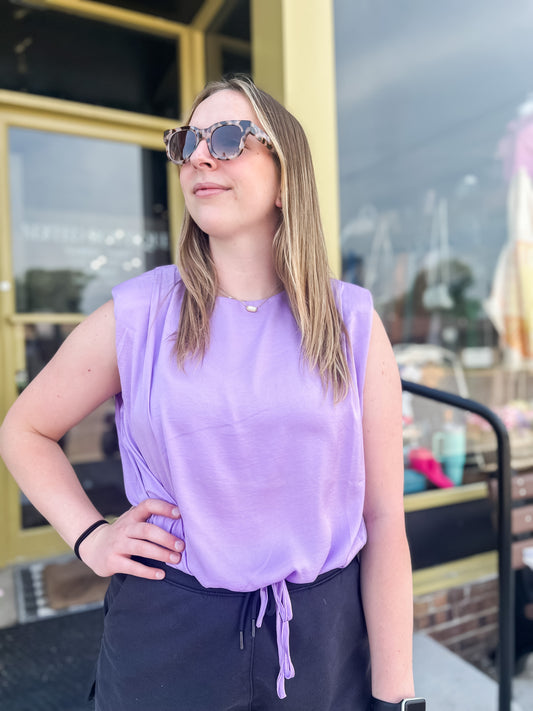 Shoulder Pad Satin Top