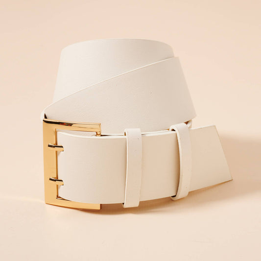 White Wide Suede Belt