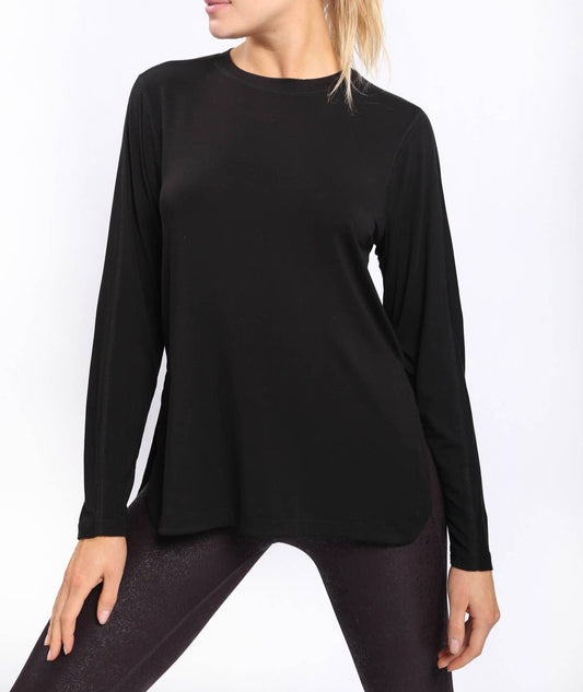 Longline Pullover with Curved Hem