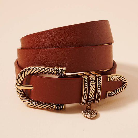 Brown Western Faux Leather Belt