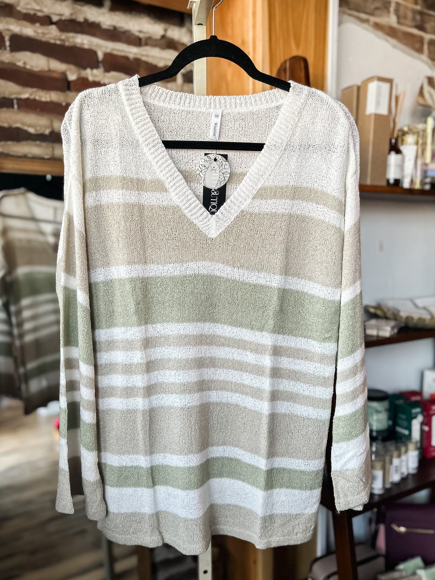 Sweater Stripe-Taupe/Green