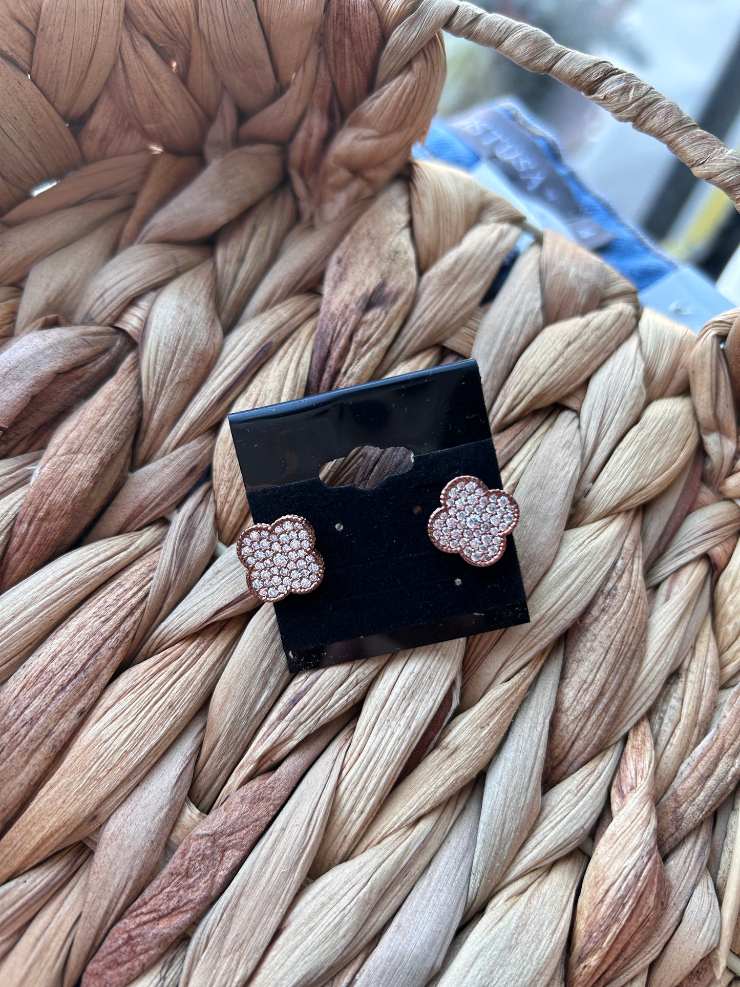 Paved CZ Clover Post Earrings