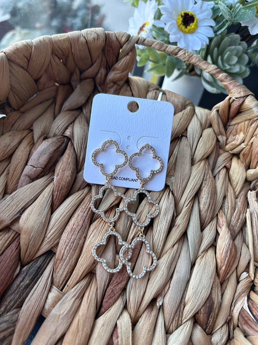 Tripple Pave Clover Earrings