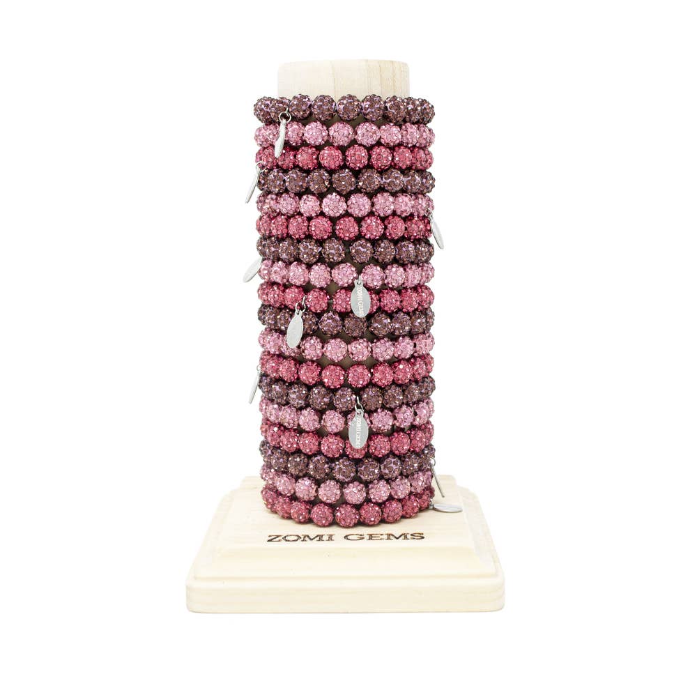 Pink & Purple Crystal Bead Bracelet Tower