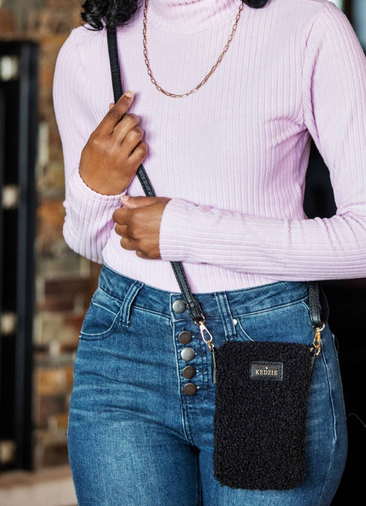 Kedzie-Fireside Collection Phone Crossbody in Vegan Sherpa